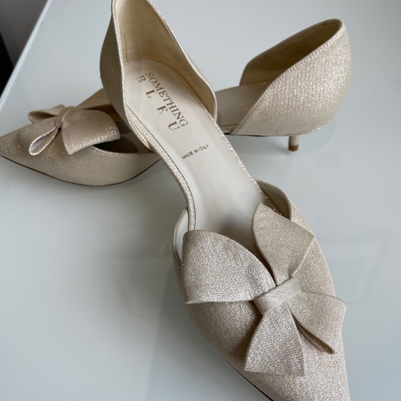 Something Bleu - Cliff Blow d'Orsay Pumps - Size 9 - Alabaster Lurex Color - Picture 2 of 8